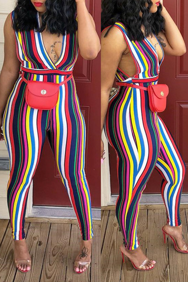 

Lovely Casual Striped Multicolor One-piece Jumpsuit, Multicolor mstn