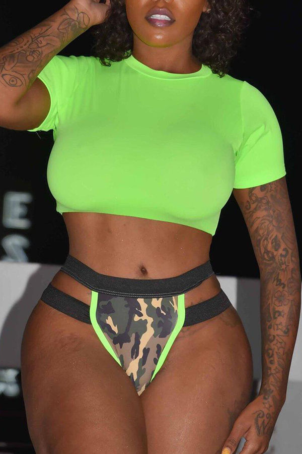 

Lovely Sexy Hollowed-out Multicolor Two-piece Swimwear