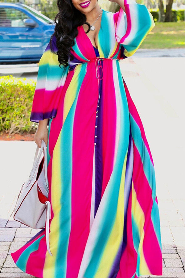 

Lovely Sweet Gradual-change Multicolor Ankle Length Dress