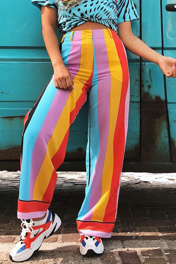 Lovely Trendy Striped Multicolor Pants