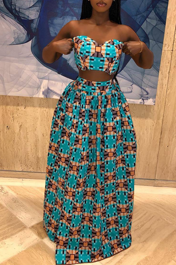 

Lovely Casual Printed Loose Multicolor Two-piece Skirt Set