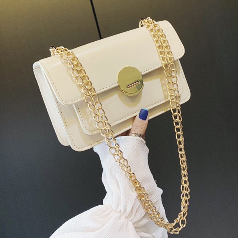 

Lovely Trendy Chain Creamy White Messenger Bag