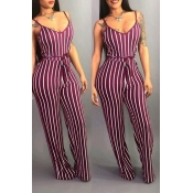 Lovely Trendy Striped Red One-piece Jumpsuit