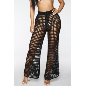 Lovely Sexy Hollowed-out Black Knitting Pants (Wit