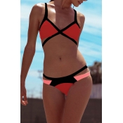 Lovely Sexy Patchwork Red Two-piece Swimwear