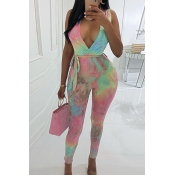 Lovely Sexy Lace-up Multicolor One-piece Jumpsuit