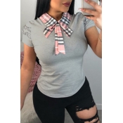 Lovely Casual Bow-Tie Grey T-shirt