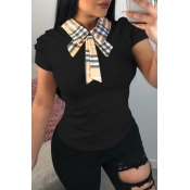 Lovely Casual Bow-Tie Black T-shirt