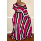 Lovely Casual Striped Two-piece Skirt Set