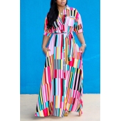 Lovely Bohemian Striped Dress(With Elastic)