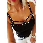 Lovely Sexy Hollow-out Black Tank Top