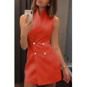 Lovely Stylish Double Breasted Design Orange Mini 