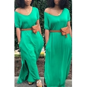 Lovely Casual Hollow-out Green Dress