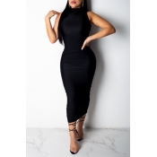 Lovely Fashion Sleeveless Black Dress(With Elastic