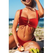 Lovely Sexy High-Leg Red Two-piece Swimwear