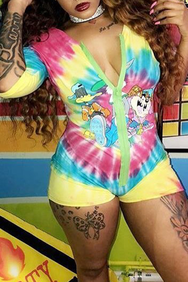 

Lovely Casual Printed Multicolor One-piece Rompers, Multi