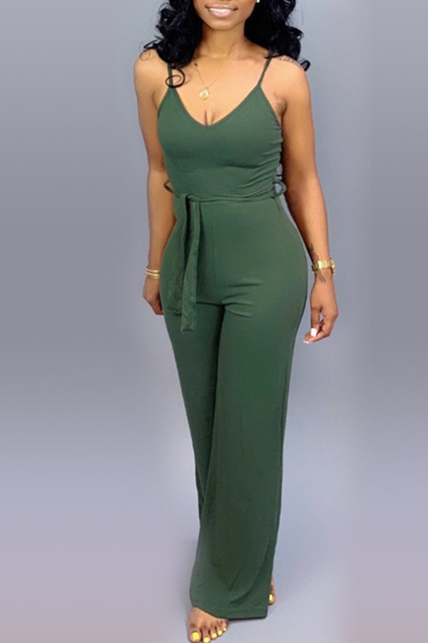 

Lovely Casual Lace-up Army Green One-piece Jumpsuit(With Elastic
