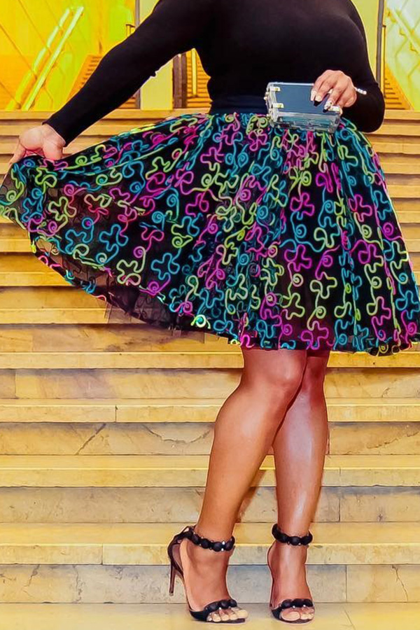 

Lovely Sweet Printed Knee Length A Line Skirts
