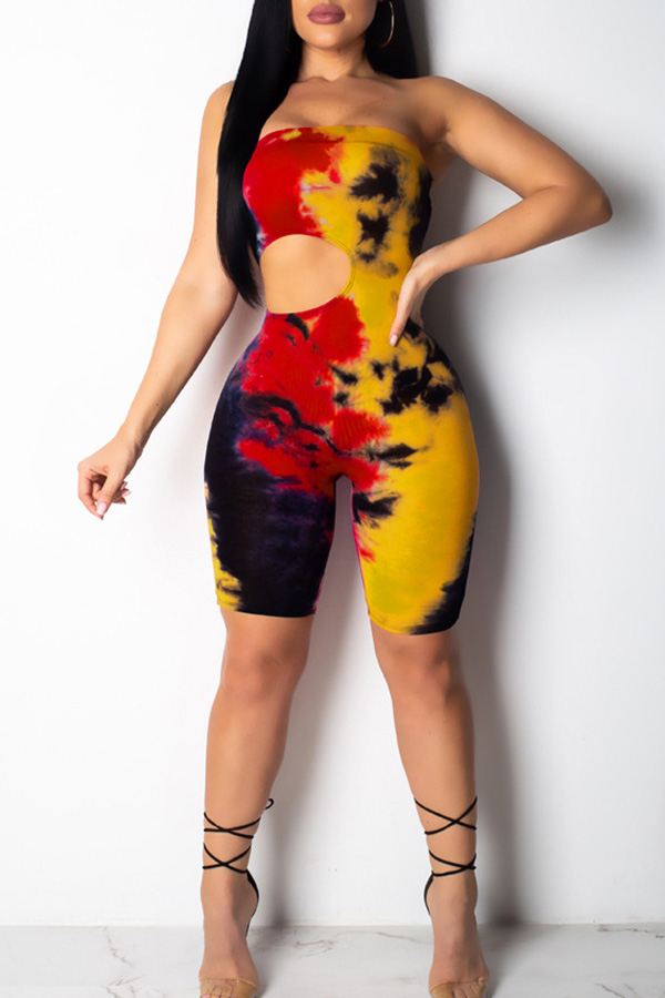 

Lovely Sexy Dew Shoulder Hollowed-out Red One-piece Romper