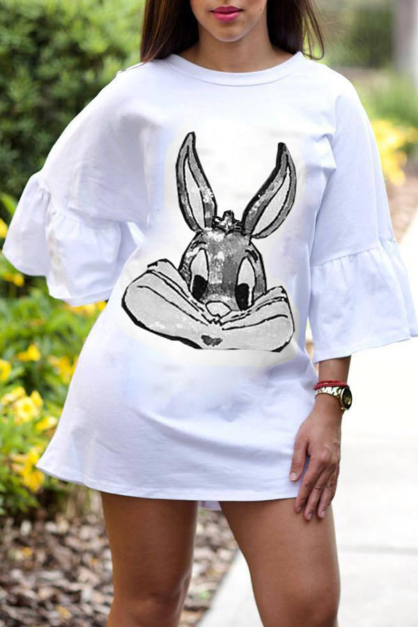 

Lovely Leisure Rabbit White Mini Dress