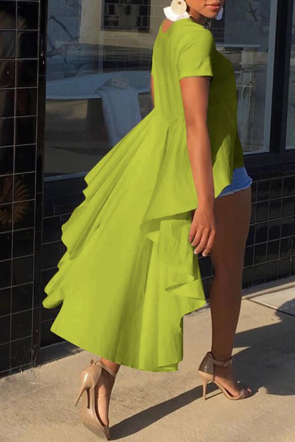 

Lovely Trendy Asymmetrical Green Blouses