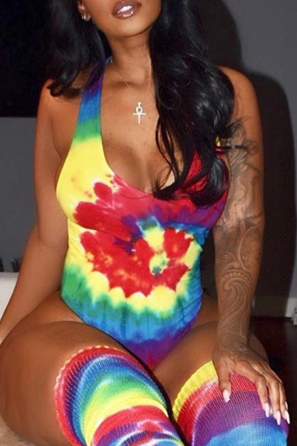 

Lovely Sexy Gradual Change Printed One-piece Swimwear