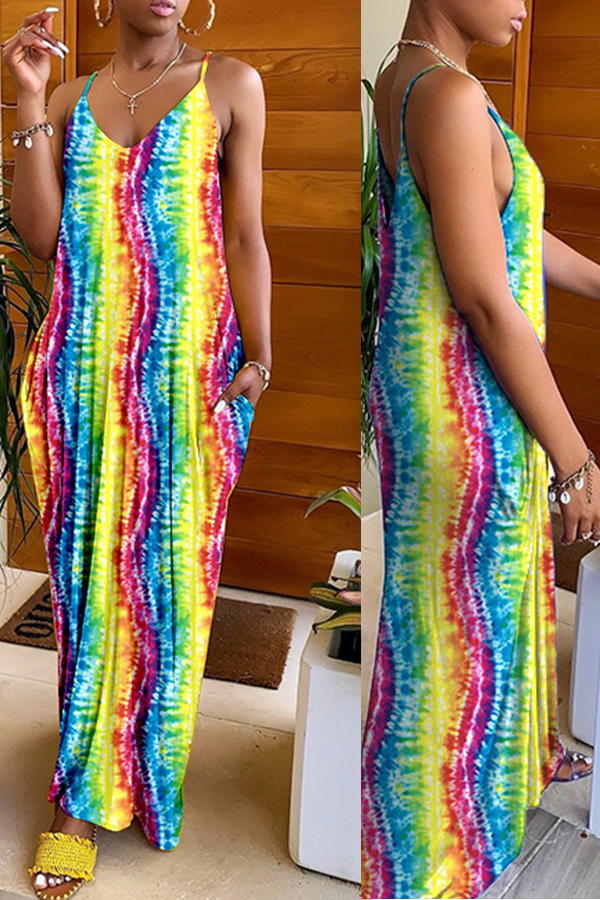 

Lovely Casual Printed Yellow Ankle Length Dress(With Elastic)