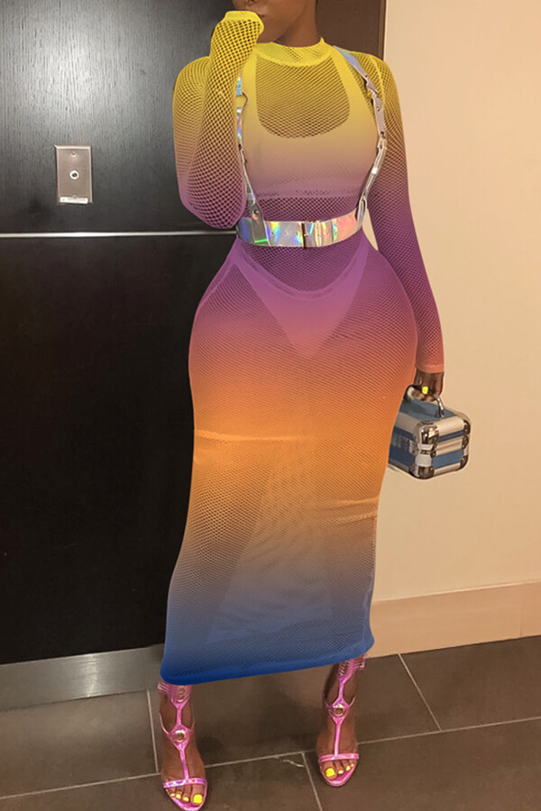 

Lovely Trendy See-Through Orange Ankle Length Dress(Without Underwear