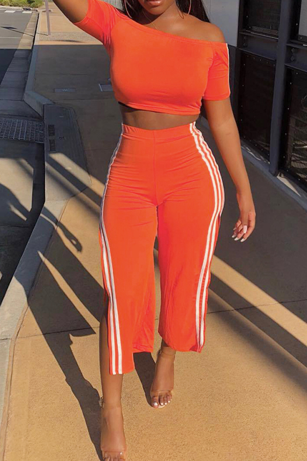 

Lovely Casual Side Slit Jacinth Two-piece Pants Set