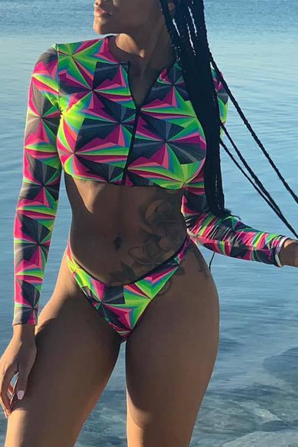 

Lovely O Neck Printed Two-piece Swimwear