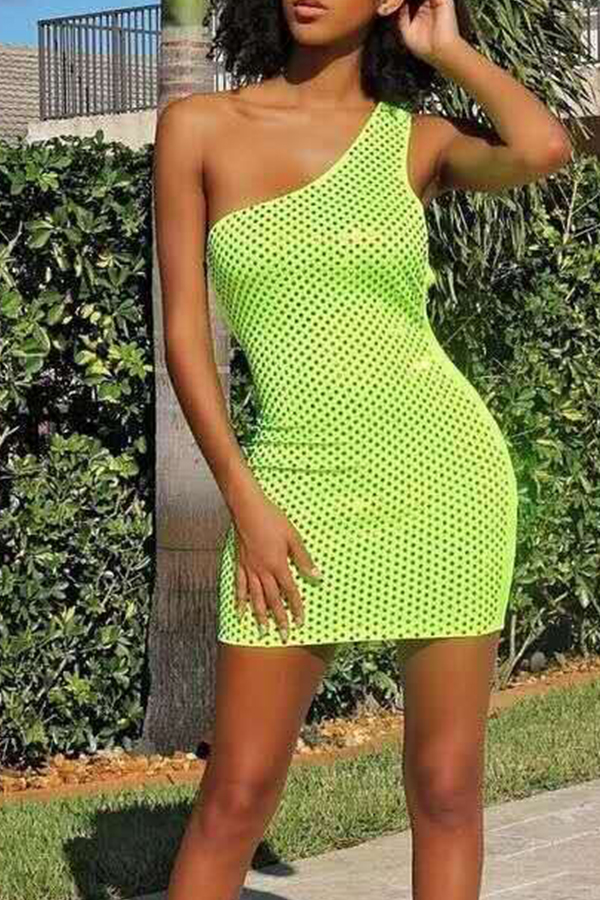 

Lovely Sexy One Shoulder Green Mini Evening Dress