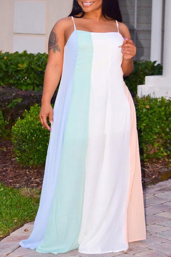 

Lovely Casual Patchwork Ankle Length Dress