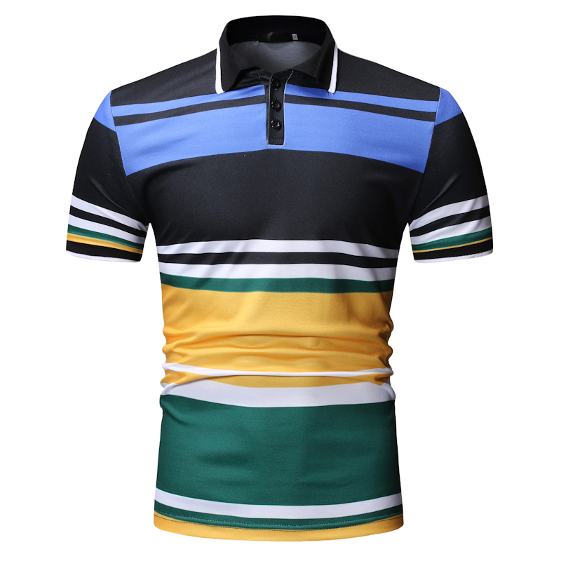 

Lovely Casual Striped Black Polo Shirts