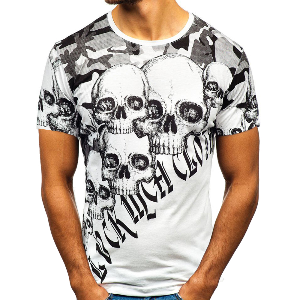 

Lovely Leisure Skull Head Printed White T-shirt