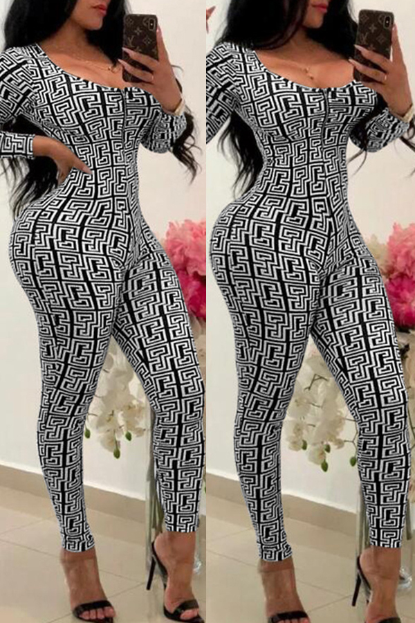 

Lovely Stylish Geometric Printed Black One-piece Jumpsuit