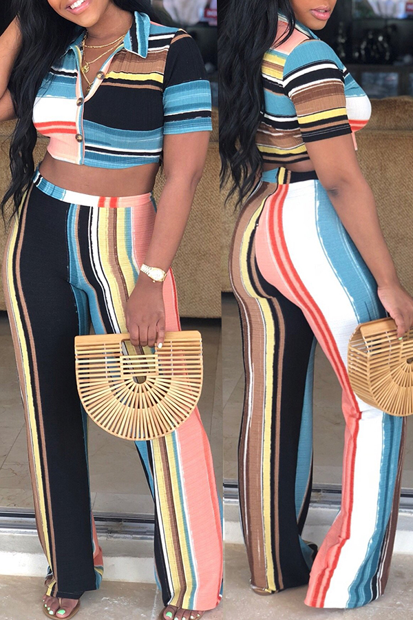 

Lovely Women’s Striped Two-piece Pants Set