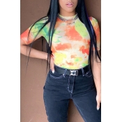 Lovely Casual Printed Skinny Multicolor T-shirt(Wi