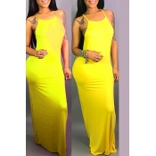 Lovely Casual Sleeveless Yellow Floor Length Maxi 