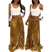 Lovely Casual Gold Floor Length A Line Skirts