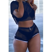 Lovely Sexy See-Through Blue Gauze Two-piece Short