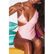 Lovely Hollow-out Pink One-piece Swimwear