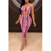 Lovely Sexy Backless Leopard Printed Pink Knee Len
