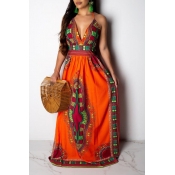 Lovely National Style Totem Printed Floor Length D