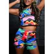 Lovely Casual Camouflage Printed Two-piece Shorts 