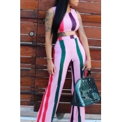 Lovely Leisure Striped Two-piece Pants Set
