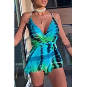 Lovely Casual Printed Blue One-piece Romper