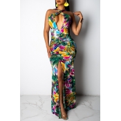Lovely Sexy Printed Hollow-out Ankle Length Dress
