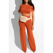 Lovely Leisure O Neck Short Sleeve Jacinth Two-pie