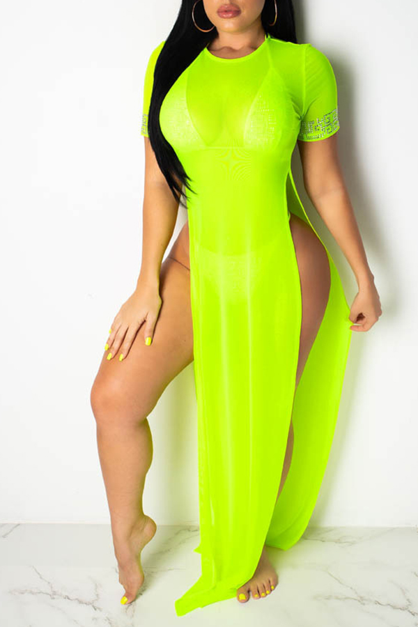 

Lovely Sexy Printed GreenTwo-piece Swimwear(With Cover-up)