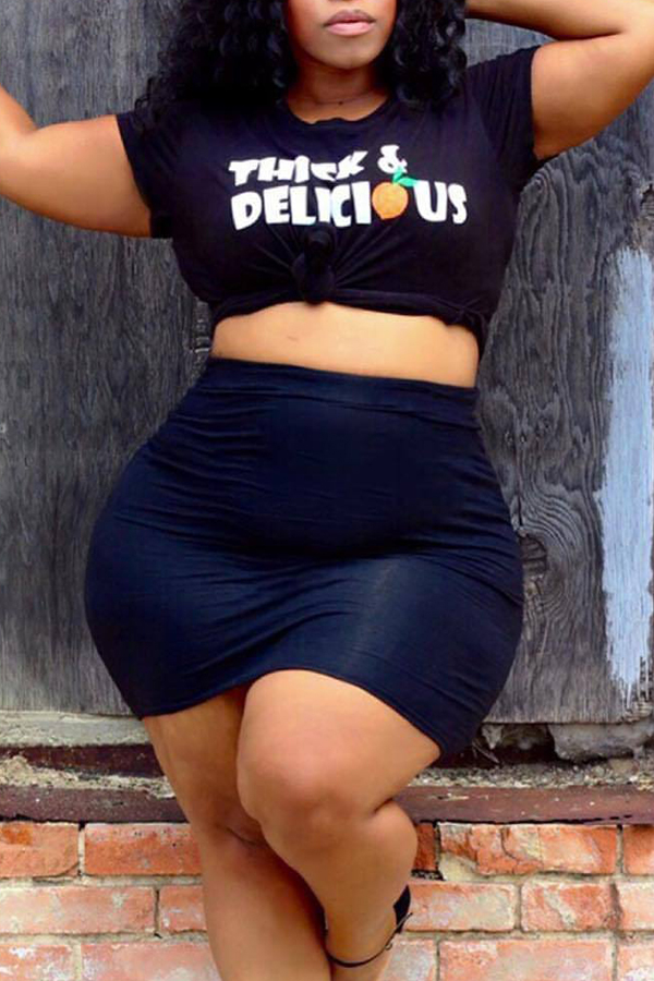 

Lovely Leisure O Neck Letter Printed Black T-shirt